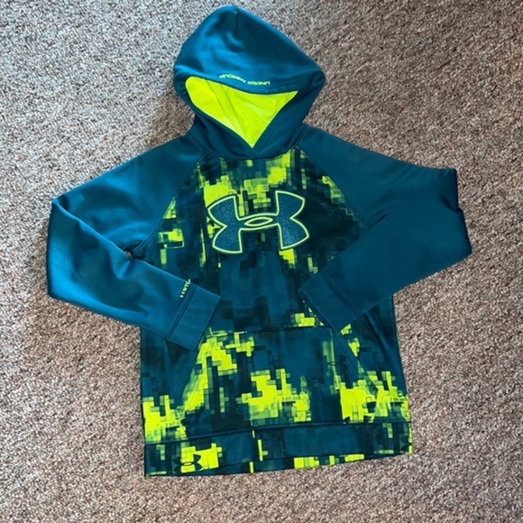 Under Armour Storm Hoodie  Youth Large neon yellow, Blue & green​ - Picture 1 of 7